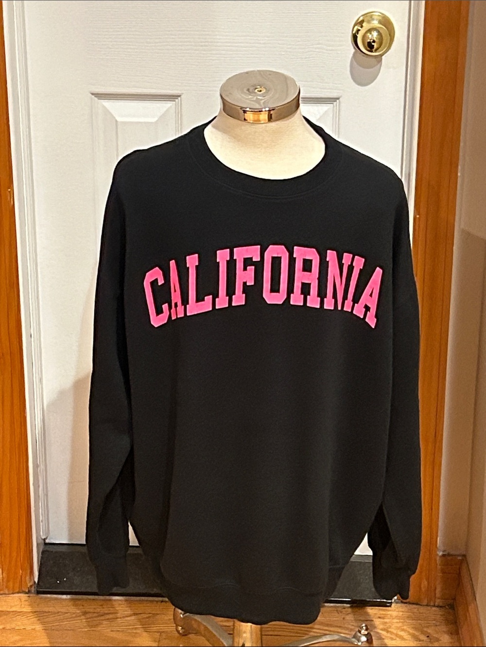 Reflex Black Sweatshirt with Pink "CALIFORNIA" Applique
